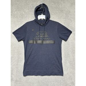 Ring of Fire California Republic Black on‎ Black Bear Short Sleeve Hoodie Sz S